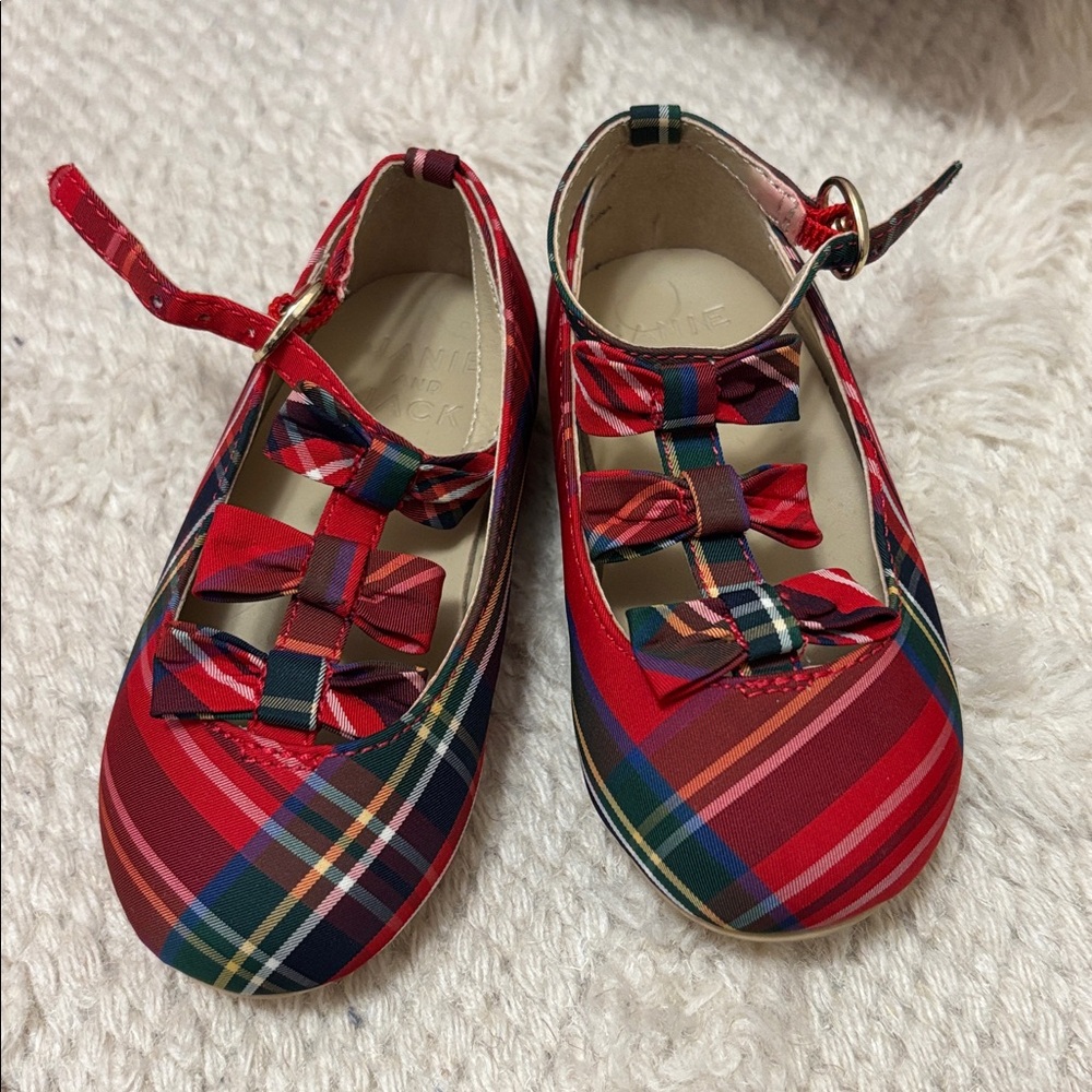 Plaid Red and Green Bow Janie & Jack Shoes
